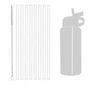Lot de 8 Pailles Réutilisables en Tritan pour Gourde Stanley Quencher et IceFlow 30/40 oz, Paille Stanley de 31 cm, Paille pour Gourde Isotherme avec Brosse de Nettoyage, Transparentes Sans BPA