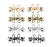 Lot de 8 paires de pinces de serrage réglables pour jeans | Alliage, 20 x 33 mm, or/argent/cuivre/bronze. Pour jeans, pantalons, jupes, robes, manteaux. Amovible, réutilisable