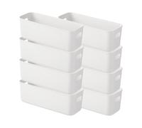 Lot de 8 Panier de Rangement en Plastique, Petit Panier Rangement 22 x 9 x 6.5 Paniers et Boîtes de Rangement Cuisine pour Placard Bureau Salle de Bain Cosmétiques Jouets (Blanches)