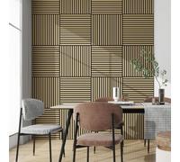 Lot de 8 panneaux muraux acoustiques 3D « Vang » avec lamelles droites 2,88 m² aspect chêne