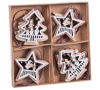 Lot de 8 pendentifs en Bois pour décoration 6 cm