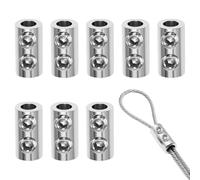 Lot de 8 Pièces pour Câble, Clip en Métal à Double Trou en Cuivre, Fermeture à Code, Pince à Câble, Pince Acier pour Câble, Accessoires de Fixation Inox