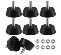 Lot de 8 Pieds de Nivellement Réglable Pieds en Caoutchouc à Visser M6 x 32,3 mm, Filetage Hauteur M6 , Avec 8 écrous, Réduire le Bruit et Les Rayures, pour Meubles, Placard, Chaise, Table, Vitrines