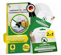 Lot de 8 pièges à mites 2 en 1 pour aliments et mites de vêtements de 3 à 5 | Piège à mites alimentaires et piège à mites - Protection contre les mites - Pour armoire et cuisine - Longue durée - Inodore