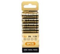 Lot de 8 Piles AA en Carbone-Zinc 1,5 V, idéales pour appareils électroniques, Jouets et télécommandes.