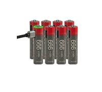 Lot de 8 Piles AA Lithium-Ion Rechargeables USB-C 440mAh 1.5V 666mWh Noir / Rouge