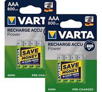 Lot de 8 piles rechargeables Varta 56703 HR03 Micro AAA Ready2use Longlife 800 mAh