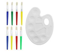 Lot de 8 pinceaux pour enfants, pinceaux pour tout-petits, 4 pointes rondes, 4 pointes plates, avec 1 palette, pour débutants, peinture lavable