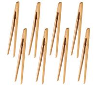 Lot de 8 Pinces de cuisine en bambou Non toxiques Réutilisables