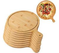 Lot de 8 planches de service à pizza en bois - Plateau léger avec poignées antidérapantes pour la cuisson, le service et le rangement | Grande planche à pizza de 33 cm pour chefs à domicile