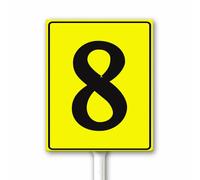 Lot de 8 plaques numérotées en aluminium jaune avec piquet pour parking, cour, sol, quai, cour, terrain, 18 x 22 cm, robuste, résistant aux intempéries, résistant à la décoloration, montage facile
