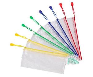 Lot de 8 pochettes zippées multi-usages pvc - avec fermeture zip chéquier assortis tarifold