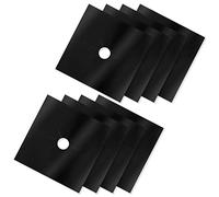 Lot de 8 protections de cuisinière à gaz, réutilisables, double épaisseur, résistantes à la chaleur, antiadhésives, pour un nettoyage rapide de la cuisine, 26,9 x 27,9 cm (noir)