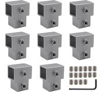 Lot de 8 raccords de tuyaux carrés en forme de T pour tube en métal de 25 mm - Joint de montage robuste pour cadre d'abri de jardin et balustrade de balcon - Connecteur de entretoise en acier (A)
