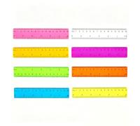 Lot de 8 Règle 15 cm Multicolore en Plastique Souple, Règle Plate Flexible avec Double Échelle Métrique et Impériale, Kit de Traçage Scolaire Incassable pour École Primaire Bureau et Maison, 8 Pièces