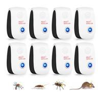 Lot de 8 répulsifs à ultrasons pour souris - Répulsif électronique pour insectes et rongeurs - Pour cafards, souris, rats, insectes, araignées, moustiques - Pour la maison