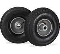 Lot de 8 roues de diable 3.00-4, à pneumatiques, jusqu'à 100 kg, 260 x 85 mm, roue de rechange avec jante en acier, roue à pneumatique, noir-gris