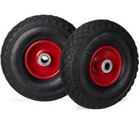 Lot de 8 roues de diable 3.00-4, à pneumatiques, jusqu'à 100 kg, 260 x 85 mm, roue de rechange avec jante en acier, roue à pneumatique, noir et rouge