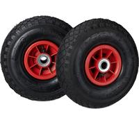 Lot de 8 roues pour diable 3.00-4, roues de rechange, à air, jusqu'à 80 kg, jante en plastique, 260 x 85 mm, roue à air, noir et rouge