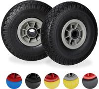 Lot de 8 roues pour diable, pneus en caoutchouc plein PU 3,00-4" anti-crevaison, axe de 25 mm, charge maximale de 80 kg, dimensions 260 x 85 mm, noir-gris