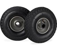 Lot de 8 roues pour diable, roue complète à pneumatique 3.00-4 avec jante en acier, diamètre d'axe de 25 mm, roue de secours, noir-gris