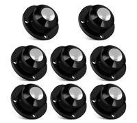 Lot de 8 roulettes autocollantes pour appareils de cuisine, pivotantes en acier inoxydable de 2,5 cm, anti-rouille, capacité de charge de 12,7 kg par rouleau (8 pièces, noir)