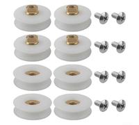 Lot de 8 roulettes de porte de douche rainurées de 22,5 mm de diamètre, avec vis nécessaires, pour portes coulissantes et fenêtres