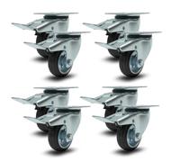 Lot de 8 roulettes pivotantes silencieuses en caoutchouc avec frein, pour chariot, charges lourdes, meubles, appareils électroménagers, établis de travail 80 mm