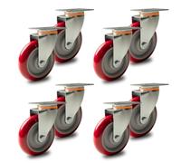 Lot de 8 roulettes pivotantes silencieuses en polyuréthane anti-trace, rotation à 360° pour chariots, étagères, établis, équipements 100 mm