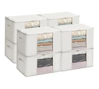 Lot de 8 sacs de rangement pliables beige avec fenêtre