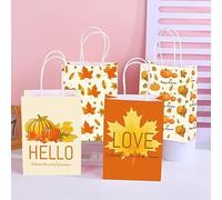 Lot de 8 sacs fourre-tout en forme de citrouille d'érable pour Halloween, Thanksgiving, double usage