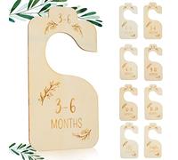 Lot de 8 séparateurs de vêtements en bois pour bébé, séparateurs de vêtements de bébé, séparateurs de placard, cintres de taille, impression des deux côtés pour nouveau-né, vêtements pour tout-petits