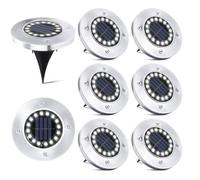 Lot de 8 spots solaires encastrables IP65 - 16 LED - Autonomie 10h - Éclairage extérieur pour jardin, terrasse et allée - rieur-8
