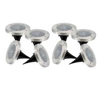 Lumisky Lot de 8 spots solaires ronds inox encastrable ou à piquer LED blanc DECKY ∅12cm