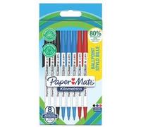 Lot de 8 stylos à bille PaperMate Kilometrico pointe moyenne et encre Noir Rouge G