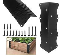 Lot de 8 supports d'angle noirs pour parterre de jardin surélevé, 27,9 x 7,6 x 7,6 cm, supports d'angle en métal avec vis, design robuste à bord ondulé pour jardinières en bois à faire soi-même