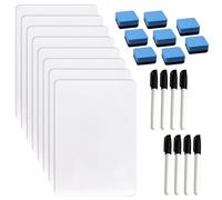 Lot de 8 tableaux blancs A4 double face effaçables à sec en MDF avec coins arrondis - Comprend 8 marqueurs noirs et 8 gommes faciles à nettoyer
