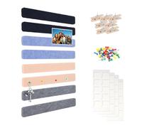 Lot de 8 tableaux d'affichage autocollants en feutre avec 40 punaises et 7 clips - Tableau d'affichage en feutre - Tableau mémo - Décoration murale pour bureau - 33 x 5 cm (bleu foncé rose)