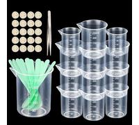 Lot de 8 tasses à mélanger en résine de 250 ml et 2 tasses à mesurer de 100 ml avec bâtonnet, pince à épiler pointue, gants de doigt, tasses à mesurer graduées en plastique époxy pour résine, moules