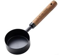 Lot de 8 tasses et cuillères à mesurer avec manche en bois de noyer (P) | Lot de 8 bols en acier inoxydable, poignée en bois de noyer, marquages clairs, passe au lave-vaisselle