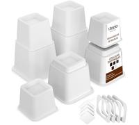 Lot de 8 Utopia Home Rehausseur Lit & Meuble Réglable - Blanc | Rehausseur pieds de lit & table | 4 hauts + 4 courts · 8-20 cm | Bed riser lit adulte | Pied rehausseur meuble stable