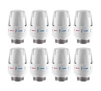 Lot de 8 valves thermostatiques de rechange pour radiateur - Contrôle - Vanne thermostatique programmable - Blanc - Filaire - Matériau ABS - Style classique
