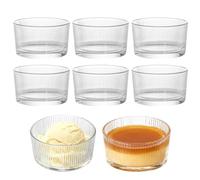 Lot de 8 Verres À Dessert Transparents, Lot de 8 Petits Bols À Dessert Ronds en Verre Transparent de 200ml, Coupes À Dessert, 200ml Coupelle Dessert, Rayures Verticales, pour Cotta, Glace