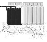 Lot de 8 verres à eau, 360 ml, transparent/noir, 20 x 6 cm