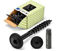Lot de 8 vis à tête plate noires 8 x 80-50 pièces avec vis à tête plate Torx pour construction en bois, vis noires