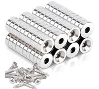 Lot de 80 aimants en néodyme avec trou - Extra puissants - 8 x 3 mm - Diamètre d'abaissement : 3 mm - Petit aimant puissant pour tableau magnétique, armoire de cuisine, réfrigérateur, tableau