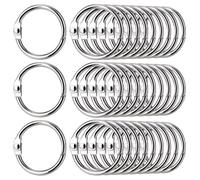 Lot de 80 anneaux de reliure en métal pour feuilles mobiles de 25 mm, plaqués nickel, anneaux pour cartes flash,anneaux de livre