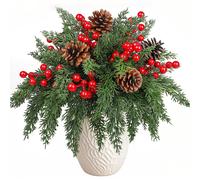 Lot de 80 baies rouges artificielles, de branches de sapin artificielles et de pommes de pin pour sapin de Noël, couronne de Noël, guirlande, travaux manuels, emballages cadeaux DIY et décoration d'in