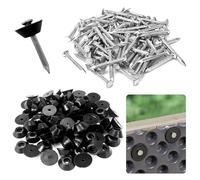 Lot de 80 Clous D'étanchéité pour Bande à Picots,Clous de Montage 3x30 mm,Clous D'étanchéité pour Tôle à Alvéoles,Boutons de Montage avec Clou pour Film à Picots - Drainage de construction