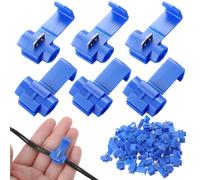 Lot de 80 connecteurs de fil en T 18-14 AWG sans soudure - Connecteurs isolés à clipser pour câbles électriques rapides - Bleu pressé à froid
